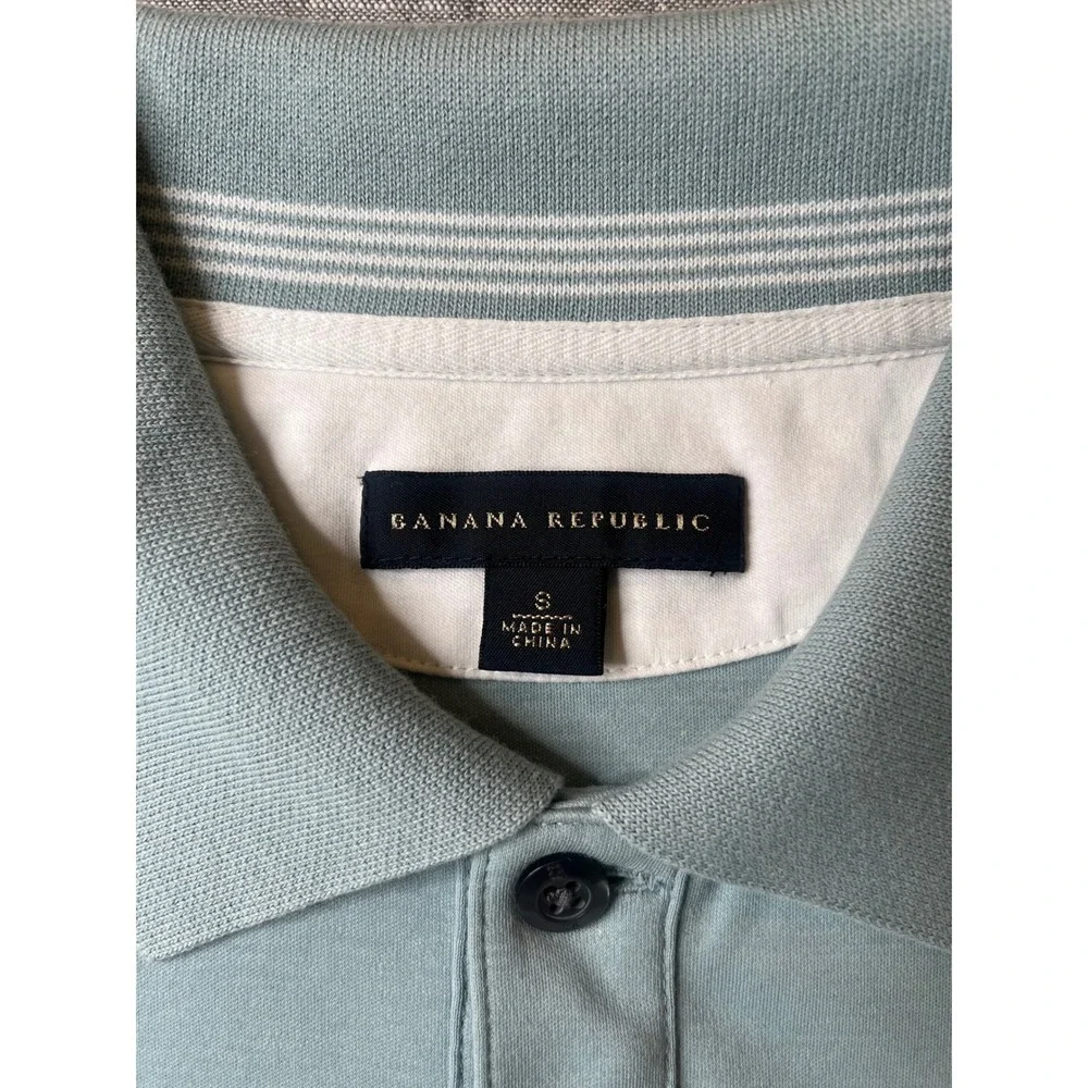 Banana Republic Mens Cotton Polo Shirt Sage Green‎ Blue Short Sleeve S 719494-01